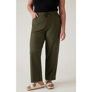 NEW Athleta Farallon Pants Size 1X Olive Green Drawstring Lightweight High Rise